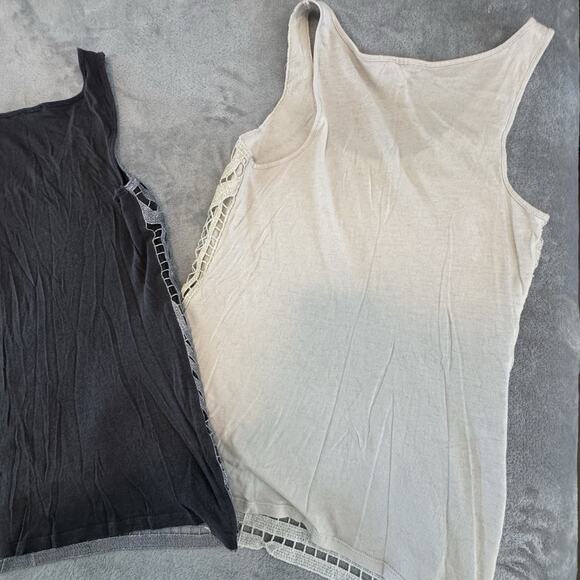 Express Women's Lace Front Tanktop size XS Charcoal And Ivory Set Of 2 XS - Picture 9 of 9